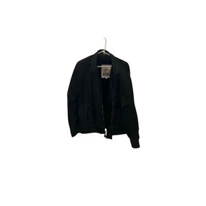 New Zealand Outback Men's Vintage Black Leather Bomber Jacket Size L Full Zip